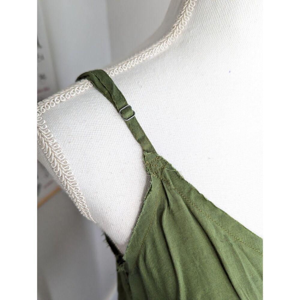 Free People Green Mini 2 Pc Tunic Dress W/ Slip Size S Fairycore Witchy Boho - Picture 8 of 8